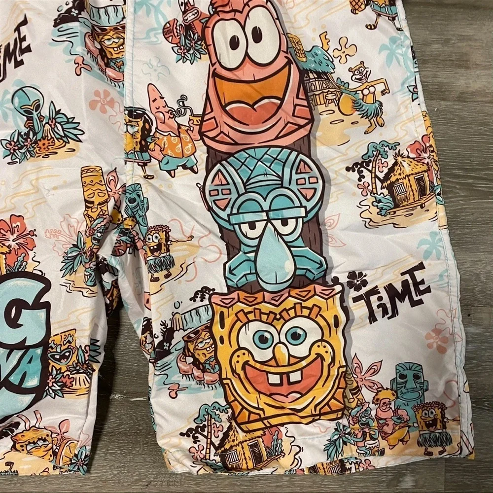 SpongeBob | Big Kahuna Tiki Time Swim Trunks Board Shorts For Men NEW